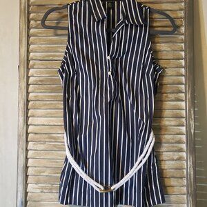 Ralph Lauren Stripe Denim Rope Belt Tunic Top | Size X-Small